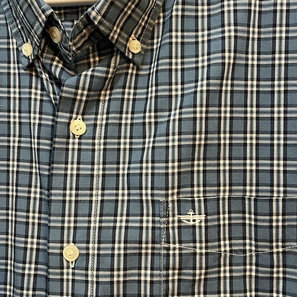 DOCKERS Classic Button Down Shirt Blue plaid Long sleeve Mens XL - Picture 4 of 9
